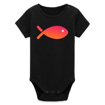FISH. APRIL FOOL - Organic Short Sleeve Baby Bodysuit by Stanley/Stella - black - Front