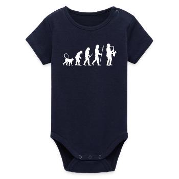 Evolution of jazz music - Organic Short Sleeve Baby Bodysuit by Stanley/Stella - navy - Front