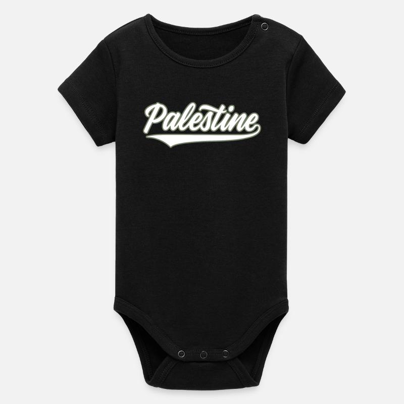 Palestine style baseball vert olive-blanc - Body bébé manches courtes bio Stanley/Stella - noir
