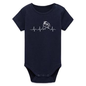 Minimalistischer Mops Heartbeat - Hundeliebhaber Geschenk - Organic Kurzarm-Babybody von Stanley/Stella - Navy - Vorne