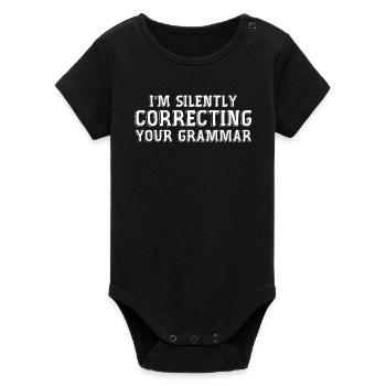 i'm silently correcting your grammar - Body bébé manches courtes bio Stanley/Stella - noir - Devant