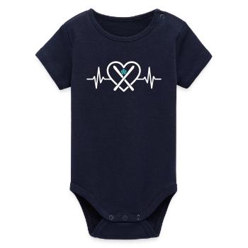 Skiing Heart Mountain Sport Snow Passion - Organic Short Sleeve Baby Bodysuit by Stanley/Stella - navy - Front