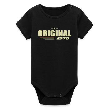 55th Birthday 55th Anniversary Original 1970 - Organic Short Sleeve Baby Bodysuit by Stanley/Stella - black - Front