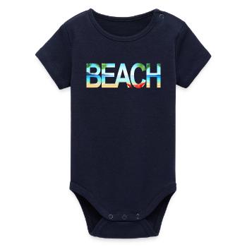 Plage - Body bébé manches courtes bio Stanley/Stella - marine - Devant