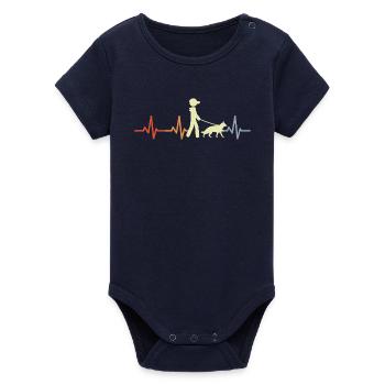 German Shepherd Cardiogram - Organic Short Sleeve Baby Bodysuit by Stanley/Stella - navy - Front