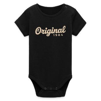 1984 Birthday Gift | Born in 1984 - Organic Short Sleeve Baby Bodysuit by Stanley/Stella - black - Front