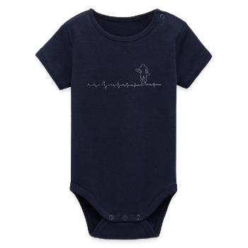 Heartbeat Hero Musician Silhouette - Organic Short Sleeve Baby Bodysuit by Stanley/Stella - navy - Front