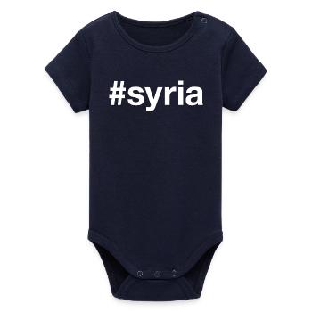 SYRIE Hashtag Syrien - Body bébé manches courtes bio Stanley/Stella - marine - Devant