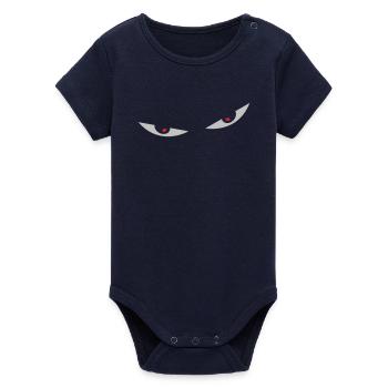 comic eyes smiley augen - Organic Short Sleeve Baby Bodysuit by Stanley/Stella - navy - Front