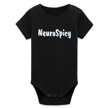 Neurospicy Neurodivergent ADHD Autism - Organic Short Sleeve Baby Bodysuit by Stanley/Stella - black - Front