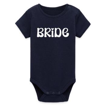 Bride Wedding Fiancée - Organic Short Sleeve Baby Bodysuit by Stanley/Stella - navy - Front