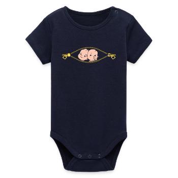 Annonce de la grossesse maman des jumeaux maman maman - Body bébé manches courtes bio Stanley/Stella - marine - Devant