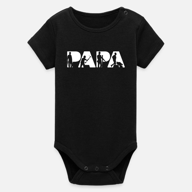 Ouvrier du bâtiment Papa Papa Fier Constructeur - Body bébé manches courtes bio Stanley/Stella - noir