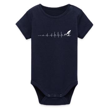 Pulse Run: Endurance Sketch - Organic Short Sleeve Baby Bodysuit by Stanley/Stella - navy - Front