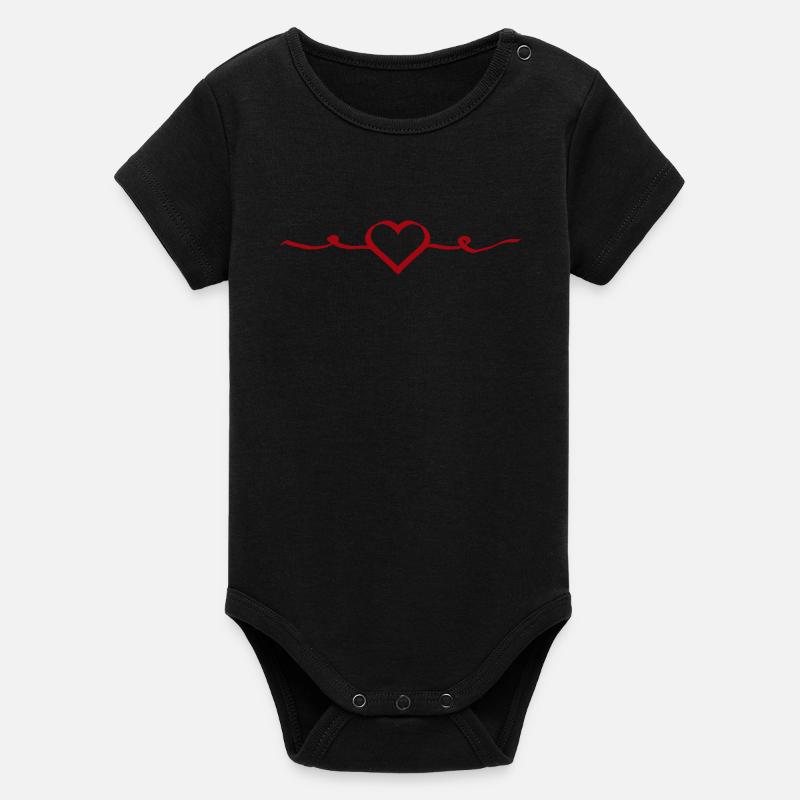 Cadeau rouge de la Saint-Valentin - Body bébé manches courtes bio Stanley/Stella - noir