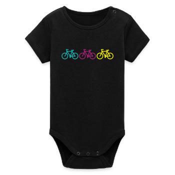 three bikes - Organic Kurzarm-Babybody von Stanley/Stella - Schwarz - Vorne