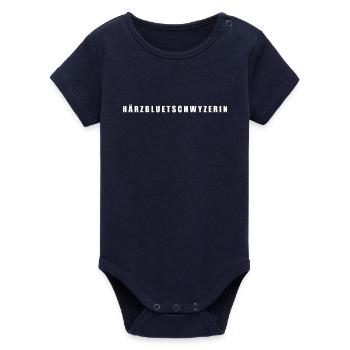 Härzbluetschwyzerin Kanton Schwyz Schweiz - Organic Kurzarm-Babybody von Stanley/Stella - Navy - Vorne