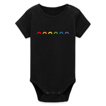 Regenbogen round rainbow - Organic Kurzarm-Babybody von Stanley/Stella - Schwarz - Vorne