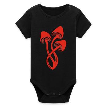 Trio of red mushrooms - Organic Short Sleeve Baby Bodysuit by Stanley/Stella - black - Front
