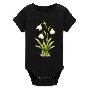 Illustration de la fleur printanière du bécher de mars - Body bébé manches courtes bio Stanley/Stella - noir - Devant