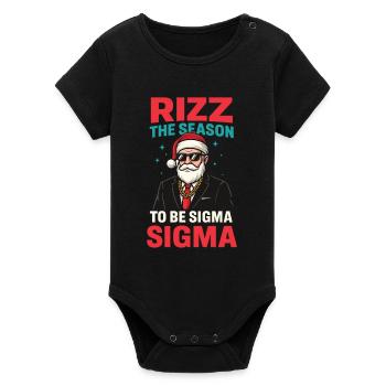 Rizz Christmas Sigma Santa Santa Claus Gen Z - Organic Short Sleeve Baby Bodysuit by Stanley/Stella - black - Front