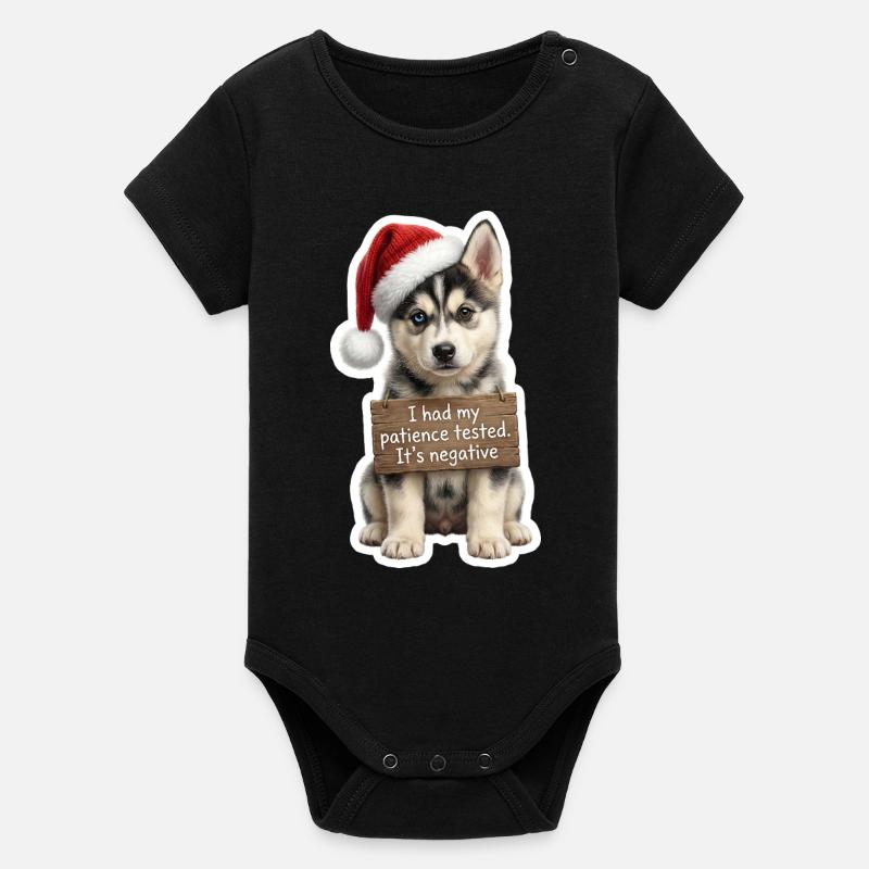 Dit de chiot husky joueur - Pas de tolérance ! - Body bébé manches courtes bio Stanley/Stella - noir