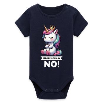 Avant que vous ne demandiez, pas de licorne licorne fan de licorne - Body bébé manches courtes bio Stanley/Stella - marine - Devant