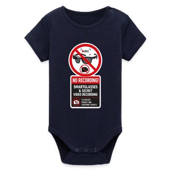 No Smart Glasses - Organic Short Sleeve Baby Bodysuit by Stanley/Stella - navy - Front