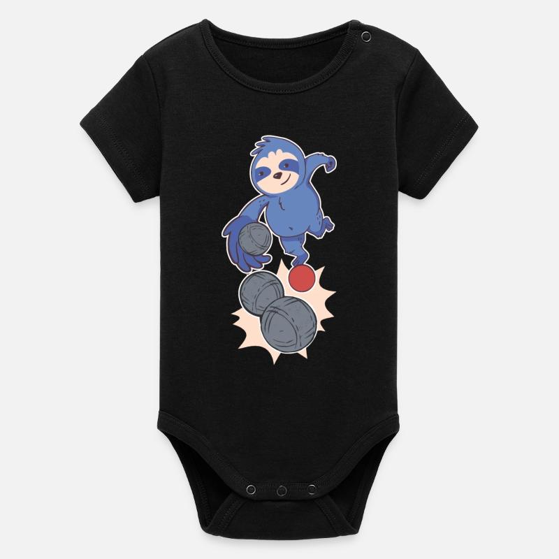 Sloth boules player throws boules balls petanque - Organic Short Sleeve Baby Bodysuit by Stanley/Stella - black
