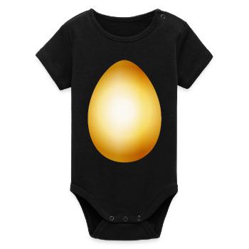 Oeuf d’or - oeuf de poule doré pour Pâques - Body bébé manches courtes bio Stanley/Stella - noir - Devant