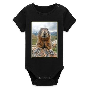 Marmots Groundhog - Organic Short Sleeve Baby Bodysuit by Stanley/Stella - black - Front