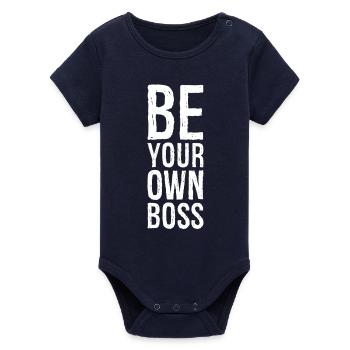 be your own - Organic Short Sleeve Baby Bodysuit by Stanley/Stella - navy - Front