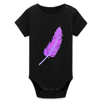 feather - Organic Short Sleeve Baby Bodysuit by Stanley/Stella - black - Front