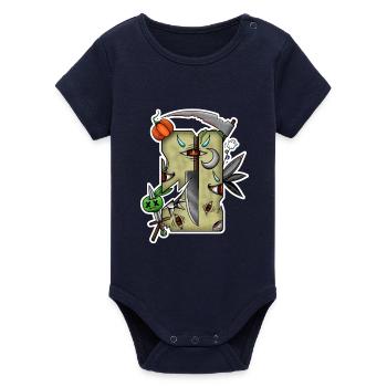 Damaged Halloween Tarot! By Pousse2Bambou! - Organic Short Sleeve Baby Bodysuit by Stanley/Stella - navy - Front