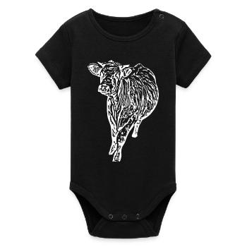 Kuh weiß weiße Kuh Kühe Silhouetten Geschenk  - Organic Kurzarm-Babybody von Stanley/Stella - Schwarz - Vorne