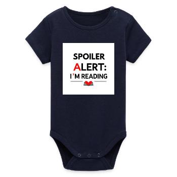 Spoiler alert: I'm reading - Organic Short Sleeve Baby Bodysuit by Stanley/Stella - navy - Front