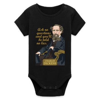 Charles Dickens - Organic Kurzarm-Babybody von Stanley/Stella - Schwarz - Vorne