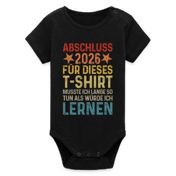 Graduation 2026 - Organic Short Sleeve Baby Bodysuit by Stanley/Stella - black - Front