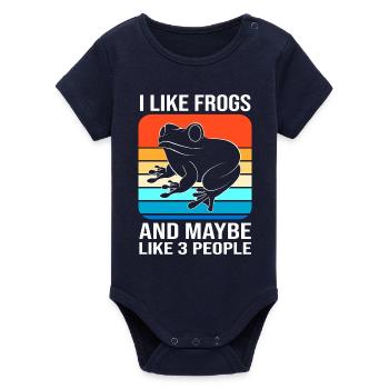 Tree Frog Frog - Organic Short Sleeve Baby Bodysuit by Stanley/Stella - navy - Front