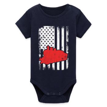 U.S. Patriotic Railroad Worker - Organic Short Sleeve Baby Bodysuit by Stanley/Stella - navy - Front