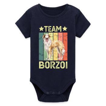 Chien Borzoi - Body bébé manches courtes bio Stanley/Stella - marine - Devant