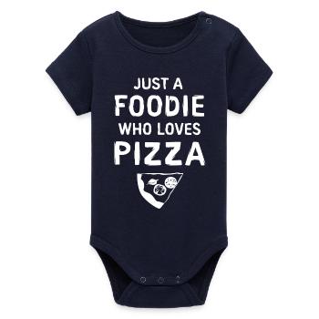 just pizza Spruch - Essen Liebe Pizzabäcker - Organic Short Sleeve Baby Bodysuit by Stanley/Stella - navy - Front