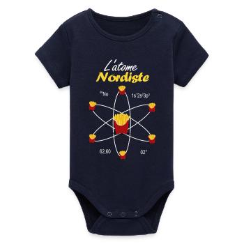 L'Atome Nordiste Frites Emblème Hauts-de-France - Body bébé manches courtes bio Stanley/Stella - marine - Devant