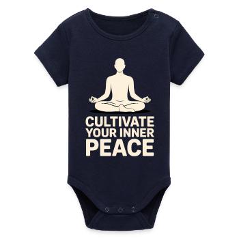 Qigong Tai Chi - Organic Short Sleeve Baby Bodysuit by Stanley/Stella - navy - Front