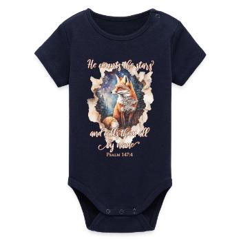 Bible Quote Christian - Body bébé manches courtes bio Stanley/Stella - marine - Devant