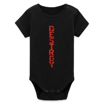 Destroy in red - Organic Short Sleeve Baby Bodysuit by Stanley/Stella - black - Front