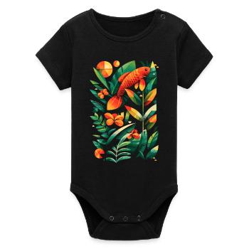 Fishing Graph - Organic Short Sleeve Baby Bodysuit by Stanley/Stella - black - Front