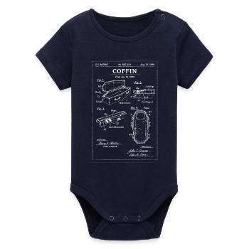 Coffin Blueprint Patent - Organic Short Sleeve Baby Bodysuit by Stanley/Stella - navy - Front