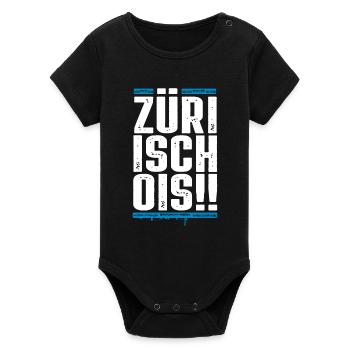 Züri isch ois - Zürich - Züri Regiert - Organic Kurzarm-Babybody von Stanley/Stella - Schwarz - Vorne