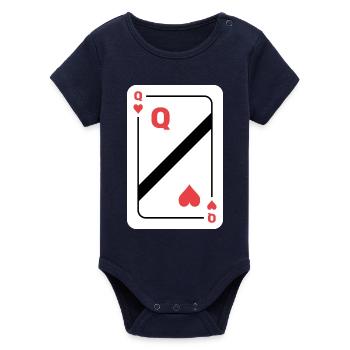 Carte à jouer Queen of Hearts Carte de poker - Body bébé manches courtes bio Stanley/Stella - marine - Devant